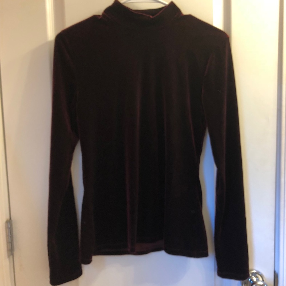 Burgundy velvet turtle neck